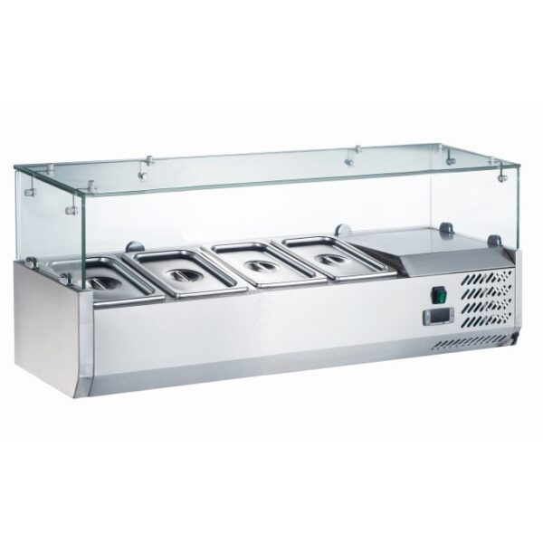 Chill-O-Matic GXC-VRX1200/380G Salad / Pizza Prep Fridge Counter-Top with Glass Cover 1200mm