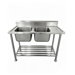 GK-S1500-2L stainless steel double sink table