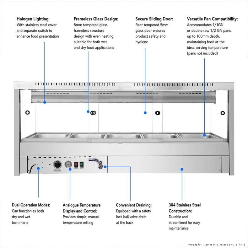 Bonvue Square Countertop Wet and Dry Bain Marie - BM17SC