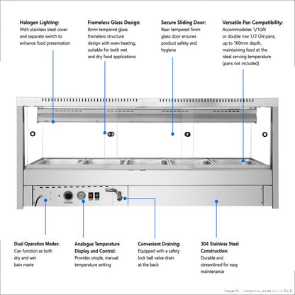 Bonvue Square Countertop Wet and Dry Bain Marie - BM17SC